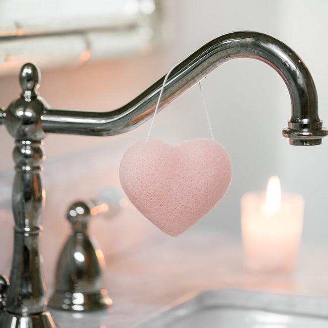 The Cleansing Sponge Rose Clay Heart